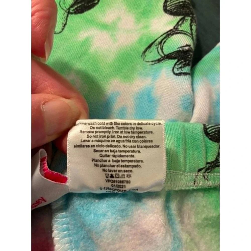 Disney Minnie Mouse 3pc Outfit Set Girls Size 5 Pink Green Tie Dye Excellent
